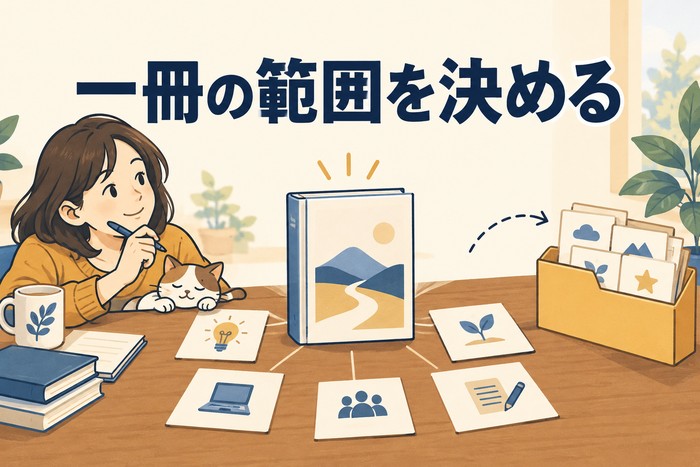 一冊に入れる内容と次の本に回す内容の分け方