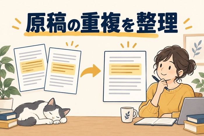 原稿の重複を見つけて整理するチェック方法